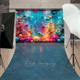 Aperturee - Aperturee Colorful Rainbow Christmas Sweep Backdrop Funky and Vibrant with Neon Lights Modern Holiday Photo Floor Drop